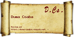 Duma Csaba névjegykártya